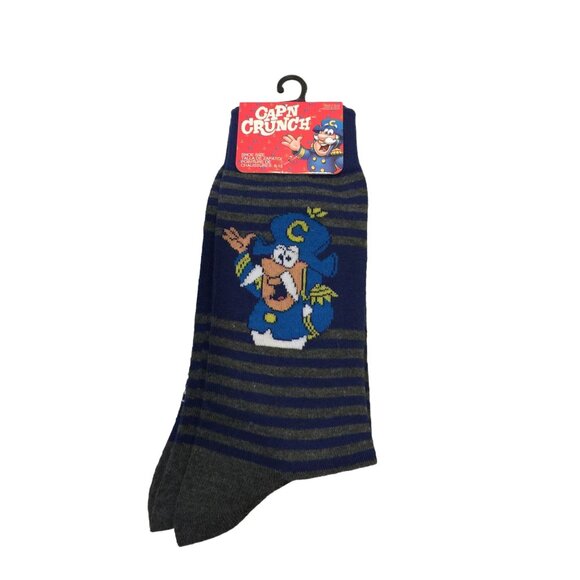 Cap'n Crunch Men's Crew Socks Size 6-12 Faces Royal Blue - Picture 1 of 4